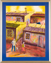 Velaphi (George) Mzimba; Street Scene with Two Figures Amongst Houses