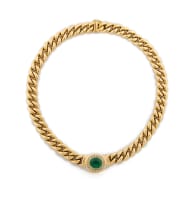 18k yellow gold emerald necklace