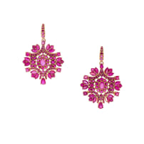 18k yellow gold ruby earrings