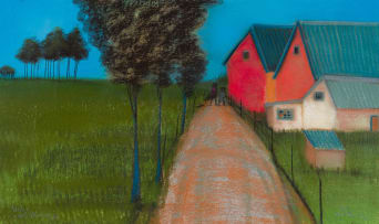 Pieter van der Westhuizen; Trees and House along a Pathway