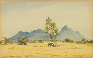 Erich Mayer; Landscape with Trees and Mountains