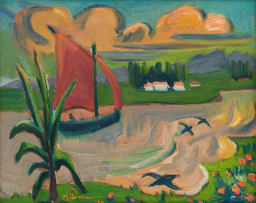 Maggie Laubser; Boat and Birds