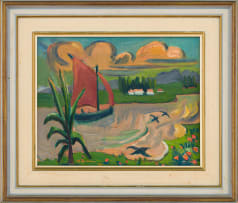 Maggie Laubser; Boat and Birds