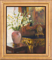 Mari Vermeulen-Breedt; Interior Scene with Flowers in a Vase