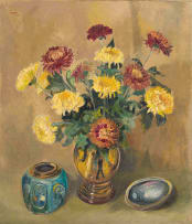 Gregoire Boonzaier; Still Life with Chrysanthemums in a Vase