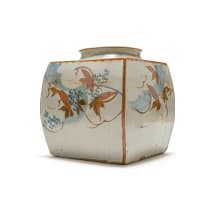 Tim Morris; Pot with brown and blue floral motif