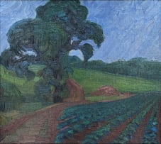 Bertha Everard; Landscape with Tree and Field