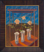 Kevin Roberts; Three Roses in Three Vases