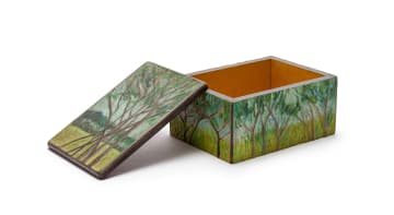 Alice Goldin; Ornamental Artist Box with Landscape of Trees