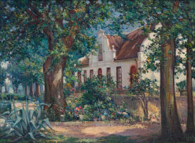 Hugo Naudé; A Cape Dutch Farmhouse amidst Trees