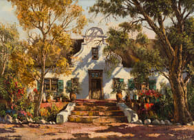 Tinus de Jongh; A Cape Dutch Manor House amidst Trees