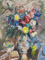 Gregoire Boonzaier; Flowers and Bowl of Fruit