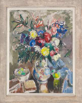 Gregoire Boonzaier; Flowers and Bowl of Fruit