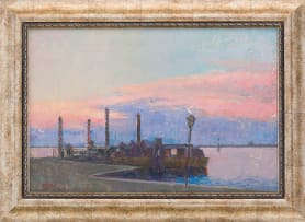 Francois Roux; Ferry at Sunset