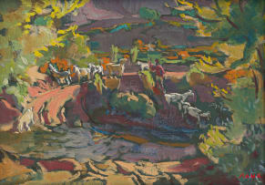 Francois Roux; Goats on a Hillside