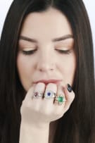 Emerald and diamond cluster ring