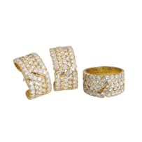 Honeycomb diamond ring and earrings