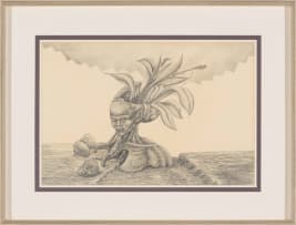 Fikile Magadlela; Portrait of a Man with Foliage Emerging from His Crown