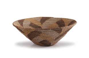 Kunkhwe Ketswaetswe; Yei winnowing basket; Yei coiled basket with lid, 1990, two