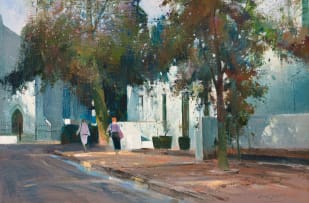 Errol Boyley; Street Scene with Trees and Figures