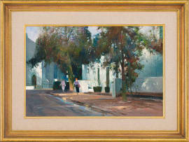 Errol Boyley; Street Scene with Trees and Figures