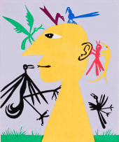 Walter Battiss; Yellow Head with Birds