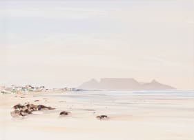 Derric van Rensburg; Coastal Landscape with Table Mountain in the Distance