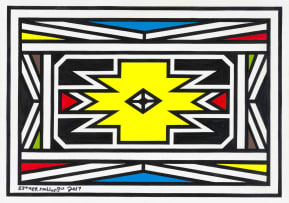 Esther Mahlangu; Untitled (Ndebele Pattern with Yellow)