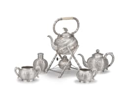 A Chinese Export silver five-piece tea service