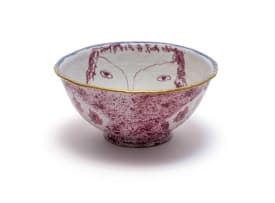 Hylton Nel; Pink bowl with face motif