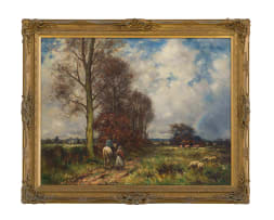 Edwin Butler Bayliss; Pastoral Landscape with Figure Astride a Horse