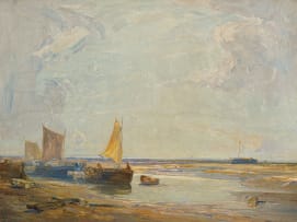 British School, 19th Century; Boats at Low Tide