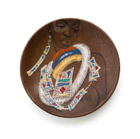 Kalahari Studio; Charger decorated with a portrait of a maiden