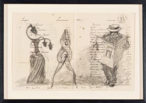 William Kentridge; Untitled (Man Reading and Anthropomorphic Figures)