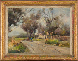 Errol Boyley; Houses, Figures and Trees along a Roadway