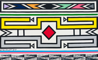 Esther Mahlangu; Untitled (Ndebele Pattern with Red Diamond)