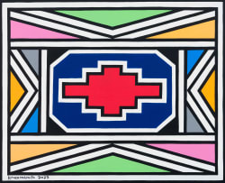 Esther Mahlangu; Untitled (Ndebele Pattern with Red Centre)