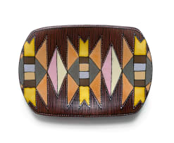 Kalahari Studio; Rectilinear platter decorated with Ndebele inspired patterns