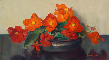 Frans Oerder; Begonias in a Bowl