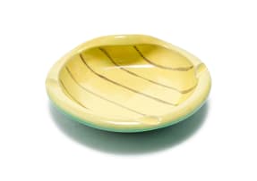 Kalahari Studio; Pinched organic-shaped dish or ashtray with abstract pattern decoration