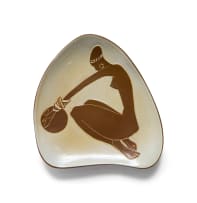 Kalahari Studio; Organic-shaped dish decorated with a figure wearing headband and bangles