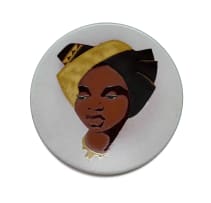 Kalahari Studio; Small plate decorated with a portrait of an Ndebele woman with headdress