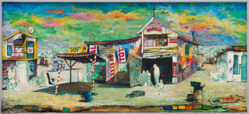 Willie Bester; Township Scene with Barber Shop