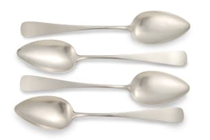 Four Cape silver Old English pattern tablespoons, unknown maker