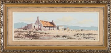 Francois Badenhorst; Landscape with Figures and Cottages II