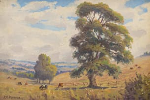 Edward Charles Moore; Extensive Landscape with Cattle Grazing