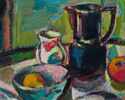 Herbert Coetzee; Stillewe met Swart Beker (Still Life with Black Jug)