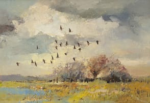 Errol Boyley; Landscape with Birds in Flight