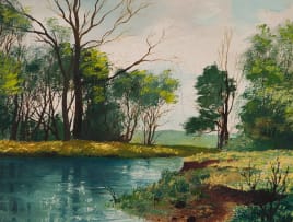 Hennie Griesel; Landscape with River and Trees