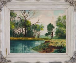 Hennie Griesel; Landscape with River and Trees